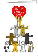 Happy Dyngus Day Cute Cartoon Cats Holding Up a Heart card