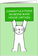 House Captain Congratulations Cute White Cartoon Cat card