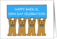 Happy Baek-il 100th Day Celebration for Baby Boy Cartoon Teddy Bears card