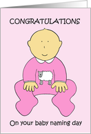 Baby Naming Day Congratulations for a Girl Cute Cartoon Baby card