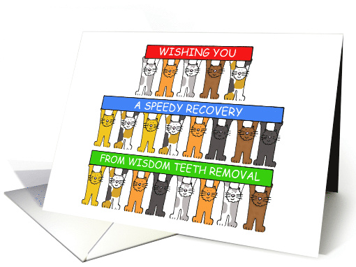 Speedy Recovery from Wisdom Teeth Removal Cartoon Cats card (1430448)