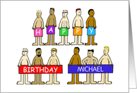 Funny Nude Happy Birthday Men Cartoon to Personalize With Any Name card