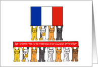Welcome to French Foreign Exchange Student Cats and Flag card