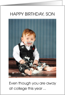 Happy Birthday Son Away at College Funny Boy Eating Cake card