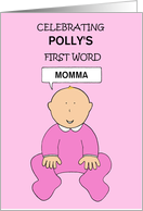 Baby’s First Word to Customize with Any Name and Word Baby Girl card