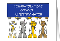 Residency Match Congratulations Cartoon Cats Holding a Banner Up card