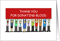 Thank You for Donating Blood Cartoon Group of People card