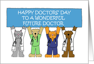 Happy Doctors’ Day for Future Doctor Cartoon Pets in Medical Outfits card