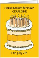 Golden Birthday 7 on the 7th to Personalize Any Name Cartoon Cake card