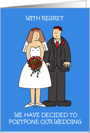 Coronavirus Wedding Postponement Announcement, Cartoon Couple. card