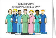 Coronavirus National Nurses Day Cartoon Group in Scrubs card