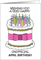 Unofficial Birthday Cartoon Cake and Candles to Personalize Any Month card