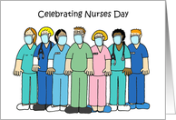 Happy Nurses Day Covid 19 Cartoon Group Wearing Face Masks card