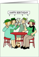 Happy Birthday Group of Ladies Wearing Green Hats card