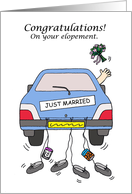 Congratulations on Your Elopement Cute Cartoon Car card