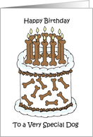 Happy Birthday to Dog Dog Biscuit and Bone Candles Cake card
