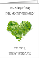 Anniversary of First Meeting St. Patrick’s Day Shamrock Romantic Heart card
