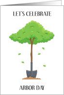Arbor Day Tree and Spade Cartoon card