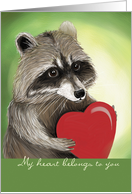 Happy Birthday Card, Love Bandit Raccoon card