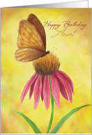 Happy Birthday Aunt, pink floral with butterfly card