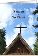Welcome to Our Church, Rustic Old Church, Custom Text Inside card