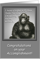 e-Q Monkey Millionaire, Congratulations Accomplishment, Money Enclosed card