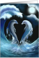 Wedding Invitation, Be Our Host Couple, with Dolphins in the Moonlight card