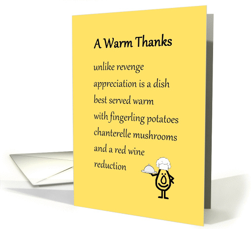 A Warm Thanks - a funny thank you poem card (1279896)