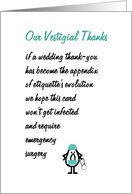 Our Vestigial Thanks - a funny wedding gift thank-you poem card