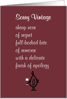 Sorry Vintage - a funny poem of apology card