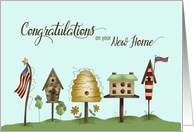 Congratulations on New Home Birdhouses & Flags card