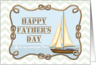 Happy Father’s Day Sailboat and Knotted Rope Custom Name card