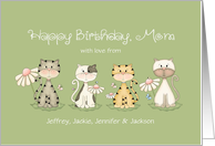 Mom’s Birthday Four Cats From All of Us Custom Names card