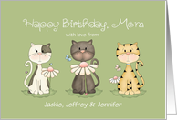 Mom’s Birthday Three Cats From All of Us Custom Names card