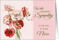 Loss of Niece Heartfelt Sympathy pink vintage flowers card