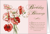 Birthday Blessings - Scripture w/ pink vintage flowers card