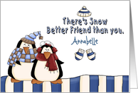 Birthday for Friend custom name Penguins card