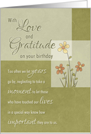 Birthday to Loved One - Love & Gratitude through the years card