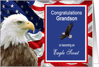 Congratulations Eagle Scout Grandson - American Flag & Eagle card