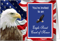Eagle Scout Court of Honor Invitation - American Bald Eagles & American Flag card