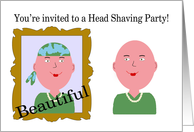Cancer Head Shaving Party Invitation - Bald Woman card