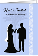Hawaiian Wedding Invitation - Couple Silhouette, Palm Tree card