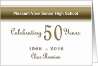 Custom 50th Class Reunion Invitation Gold card