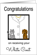 Female Veterinarian White Coat Congratulations - White Coat, Dog & Cat card