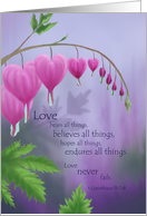 Love Never Fails Wedding Bleeding Hearts card