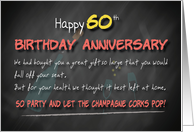 Champagne corks pop 60th Birthday Anniversary card