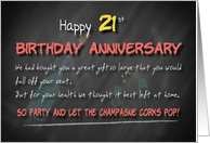 Champagne corks pop 21st Birthday Anniversary card