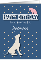 Fantastic Sponsee Birthday Golden Star Cat and Dog card