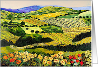 Happy Birthday - Red/Yellow Flowers and Vineyards card