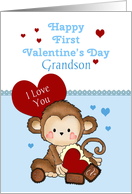 Grandson First Valentine’s Day, Monkey card